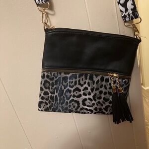 Leopard Print Black Crossbody Bag